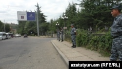 Armenia --Police forces patrol streets in Ijevan, July 19, 2019.