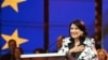 Președinta Georgiei, Salome Zurabișvili, la o manifestare de Ziua Europei, pe 9 mai, la Tbilisi