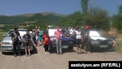 Armenia - Residents of Ardvi village protest against a private company's plans to mine gold in the area, 26Jul2017.