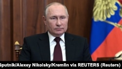 Predsednik Rusije Vladimir Putin prilikom obraćanja emitovanog 21. februara 2022.