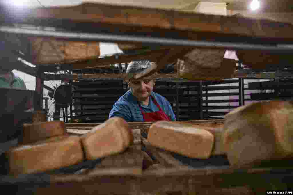 Lena Ghevondian, a 55-year-old baker, says she has worked 12 hours every day at the bakery since the latest outbreak of fighting. 