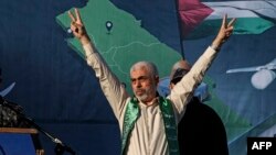 Яхия Синуар по време на митинг в град Газа, 24 май 2021 г.