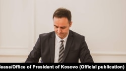 Aktuelni predsednik Skupštine Kosova Gljauk Konjufca u vreme dok je bio vršilac dužnosti predsednika Kosova (22. 3. 2021. godine)