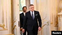Imenovani premijer Robert Fico na dan inauguracije novog kabineta u Predsedničkoj palati u Bratislavi, Slovačka, 25. oktobra 2023.