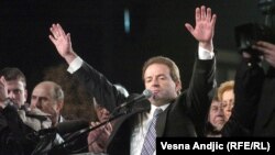 Bogoljub Karić, nekadašnji lider Pokreta Snaga Srbije na mitingu u Beogradu, 17. januar 2006. 