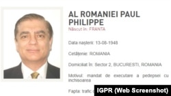 Mandatul european de arestarea pe numele lui Paul Philippe al României.