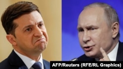 Украинанын президенти Владимир Зеленский жана Орусиянын лидери Владимир Путин. (коллаж сүрөт)