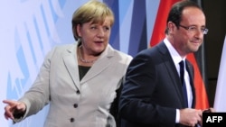 Newly elected French President Francois Hollande (right) is expected to push German Chancellor Angela Merkel (left) to focus on growth as much as austerity.