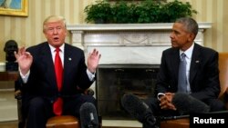 Зустріч чинного президента США Барака Обами та новообраного президента Дональда Трампа у Білому домі. Вашингтон, 10 листопада 2016 року