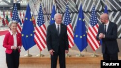 Predsjednica Evropske komisije Ursula von der Leyen, predsjednik SAD-a Joe Biden i predsjednik Evropskog vijeća Charles Michel, arhivska fotografija