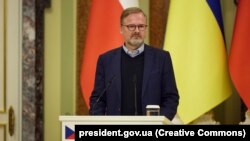 Прем’єр-міністр Чехії Петр Фіала під час візиту до України. Київ, 31 жовтня 2022 року
