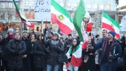 Demonstrators rally in support of Iranian antigovernment protests in Stockholm, Sweden, over the weekend.