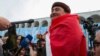 Жарандык активист Улан Үсөйүн Бишкектеги акциялардын биринде. 