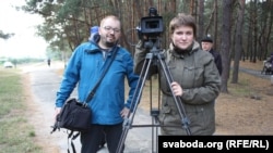 Незалежныя журналісты Алесь Ляўчук і Мілана Харытонава, архіўнае фота
