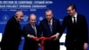 Președinții Erdogan și Putin, alături de premierul bulgar Boyko Borissov și președintele Serbiei, Aleksandar Vucic, la inaugurarea gazoductului TurkStream, Istanbul, 8 ianuarie