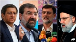 La scrutinul prezidențial al Iranului din 18 iunie 2021 vor participa patru candidați: Abdolnasser Hemmati, Mohsen Rezaei, Amir Hossein Ghazizadeh Hashemi și Ebrahim Raisi (de la stânga la dreapta). 