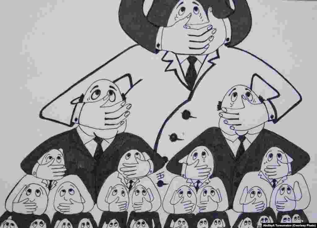 Абдибайит Турсуматовдун дагы бир "Кызматтык этика" аттуу карикатурасы. 