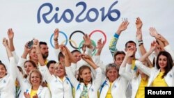 Церемонія проводів Олімпійської збірної України на Олімпійські ігри в Ріо-де-Жанейро. Київ, 23 липня 2016 року