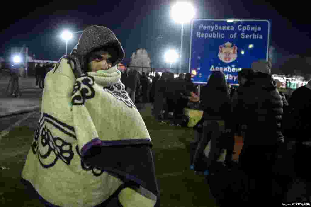 The migrants face tough winter conditions, with temperatures falling below freezing overnight.