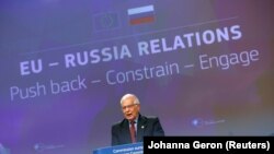 Верховний представник Європейського союзу із закордонних справ Жозеп Боррель виступає у штаб-квартирі Європейської Комісії у Брюсселі, Бельгія. 16 липня 2021 року