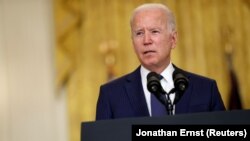 Președintele american Joe Biden în timpul declarațiilor de la Casa Albă. 26 august 2021