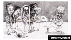 رضا دقتی و مهمانانش/ طرحی از توکا نیستانی