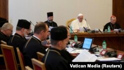 Під час дводенної зустрічі папи Римського Франциска з ієрархами Української греко-католицької церкви (УГКЦ). Ватикан, 5 липня 2019 року